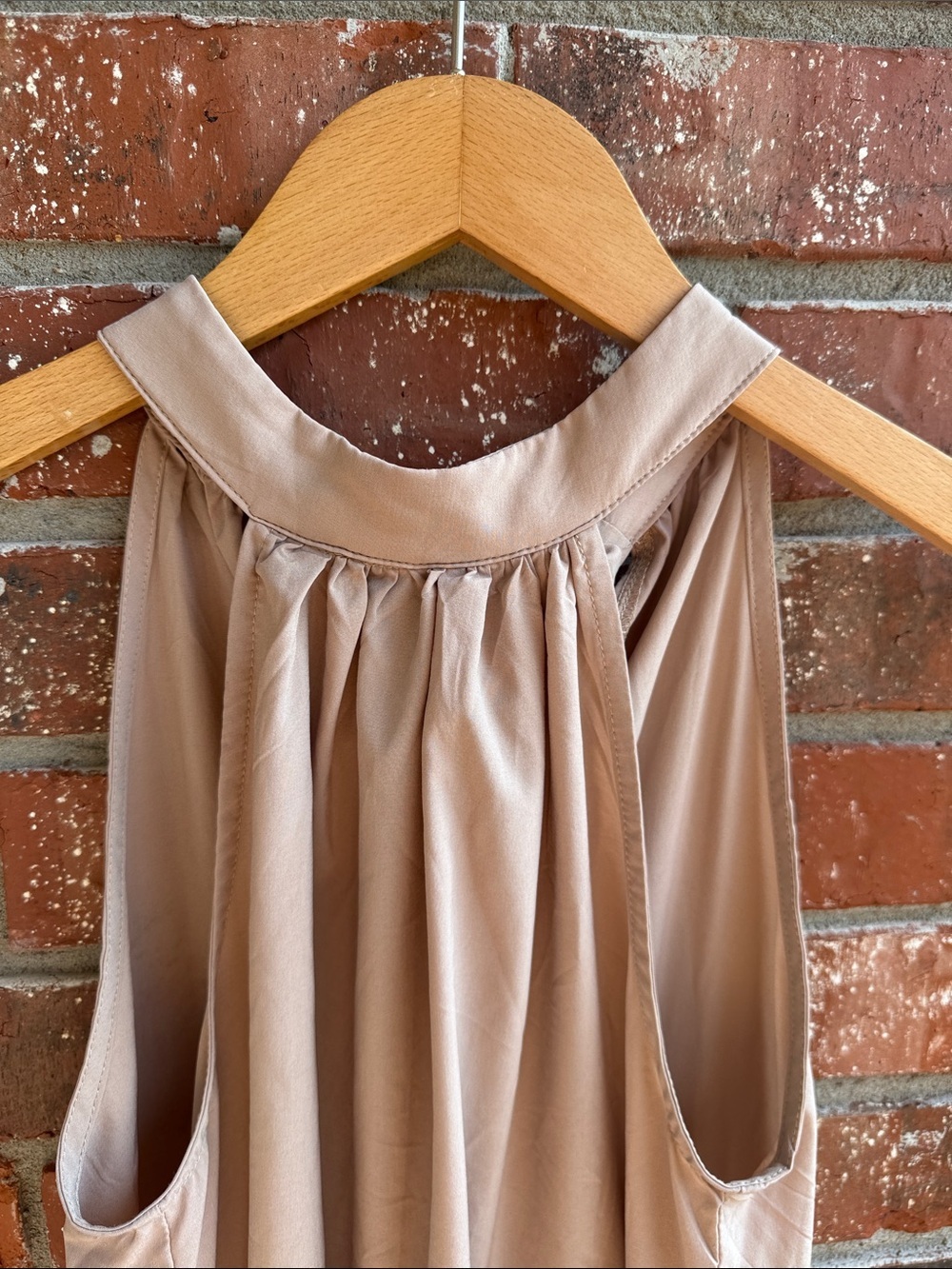 Sleeveless Tiered High-Neck Dress in Blush/Tan - Picture 2 of 5